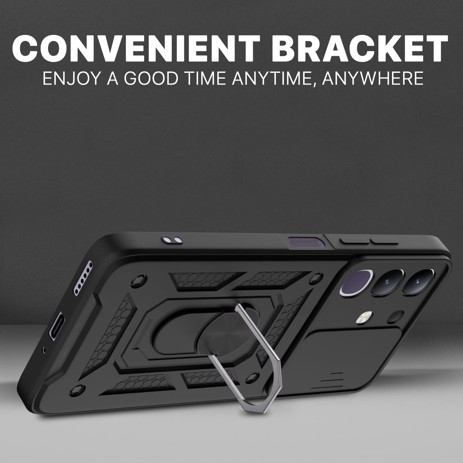 Pikkme Vivo T4x 5G D10 Tough Armor Back Cover (Black)