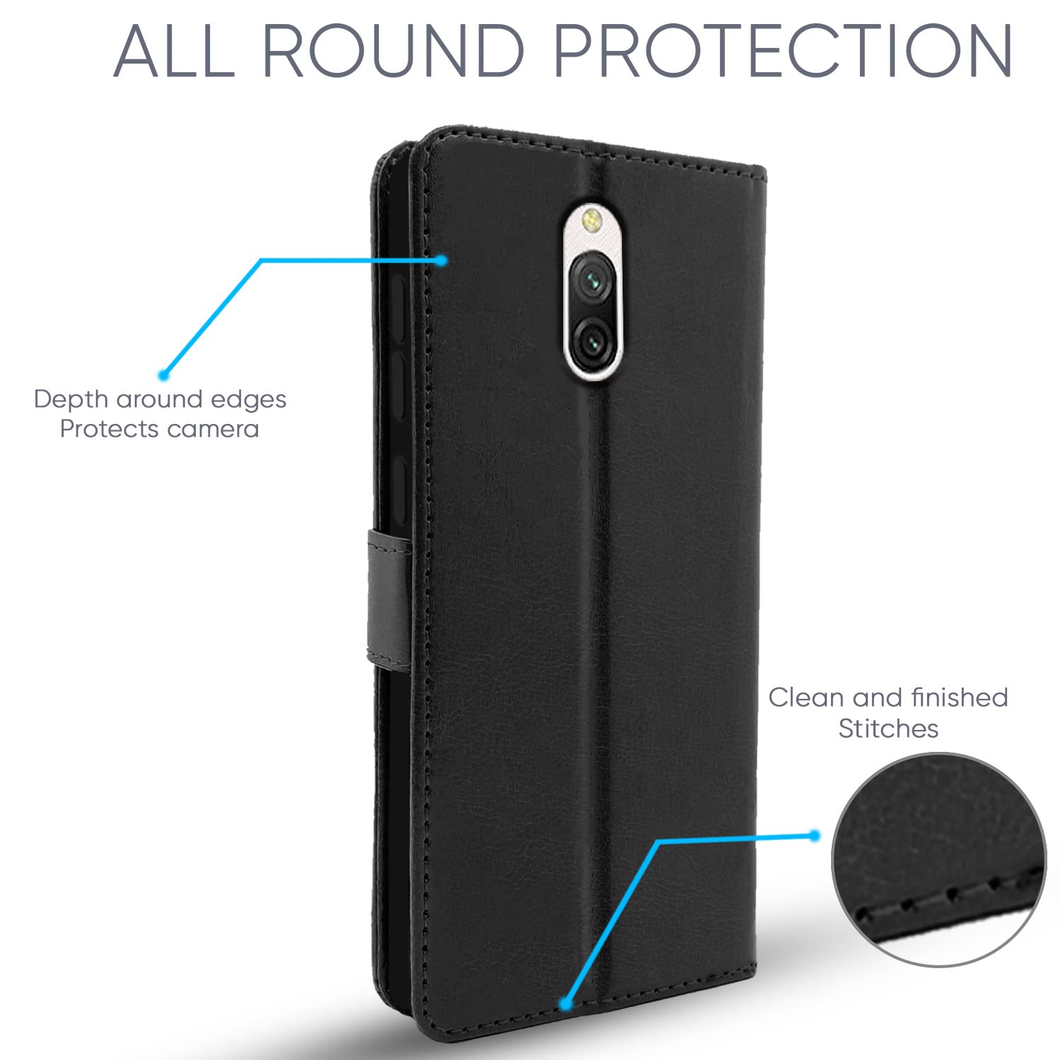 Pikkme Redmi 8A Dual Vintage Flip Cover (Black)