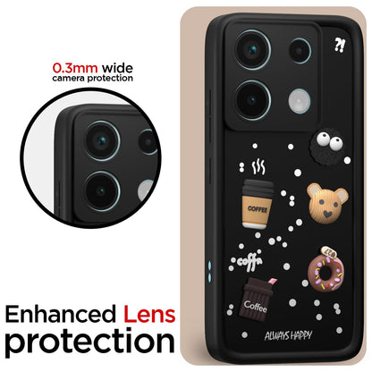 Pikkme Redmi Note 13 Pro 5G / Poco X6 5G Cute Fun Cartoon 3D Bear Coffee Back Cover (Black)