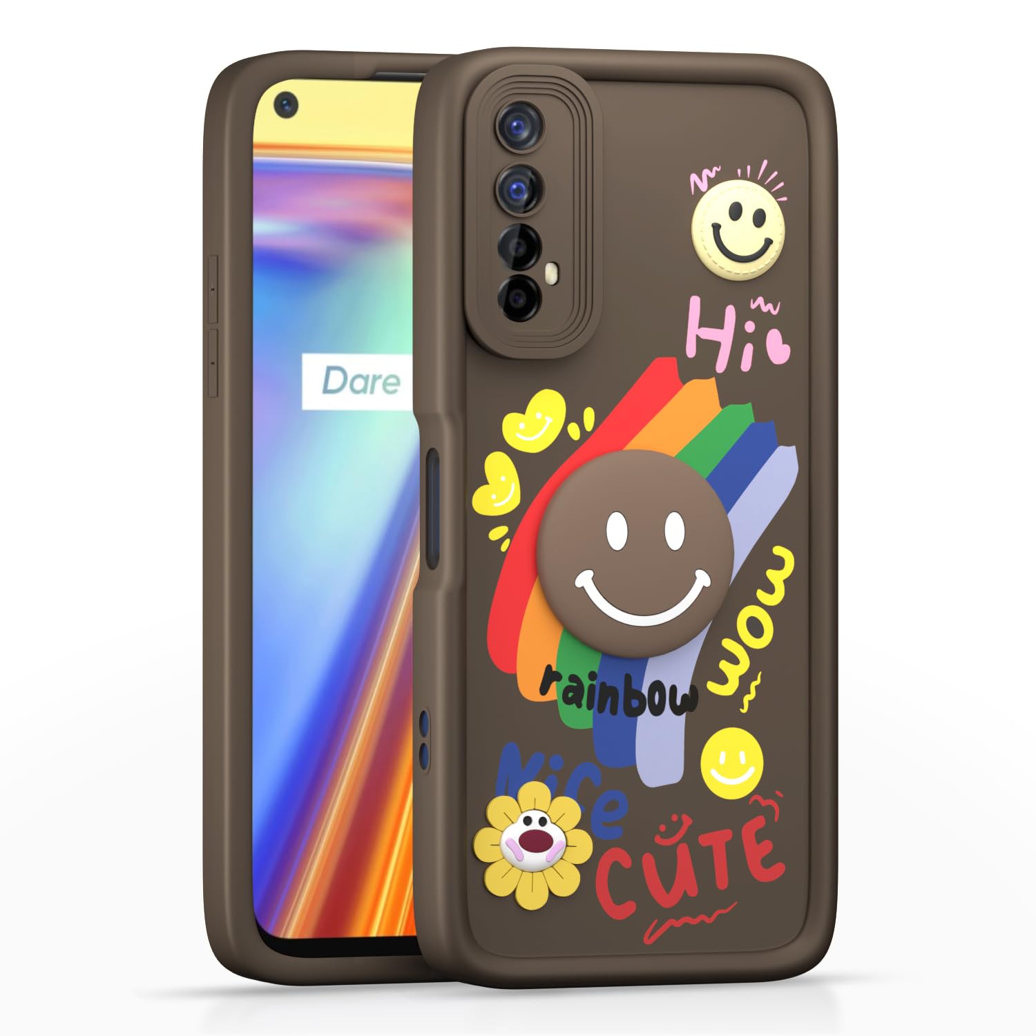 Pikkme brown Soft Silicone mobile back cover for Realme 7/Narzo 30 4G/Narzo 20 Pro