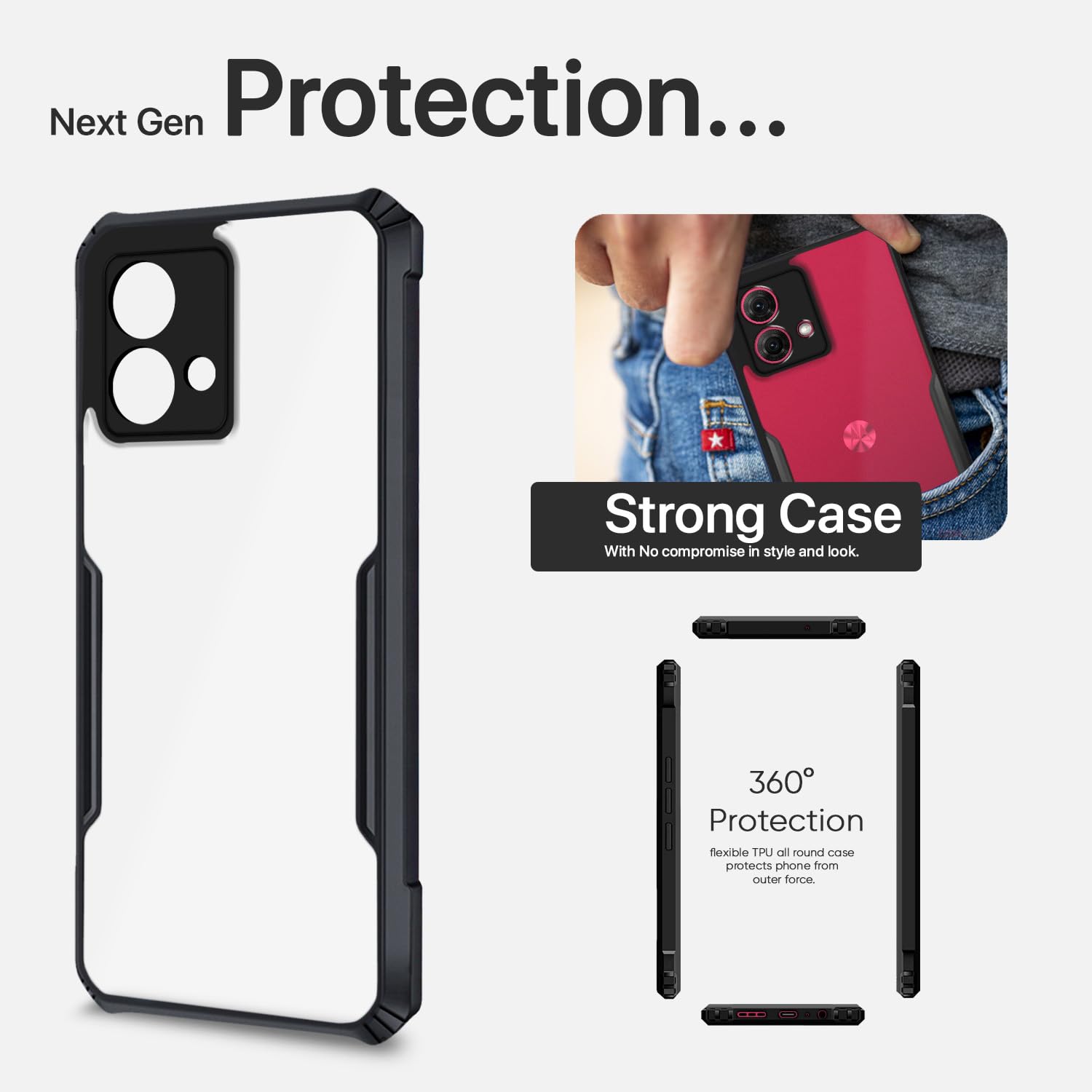 Black Hybrid back cover for Moto G84 5G – Pikkme – photo 7