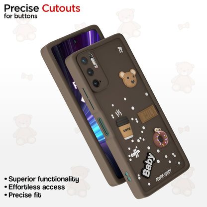Pikkme Redmi Note 10T 5G / Poco M3 Pro 5G  Cute Fun Cartoon 3D Bear Coffee Back Cover (Brown)