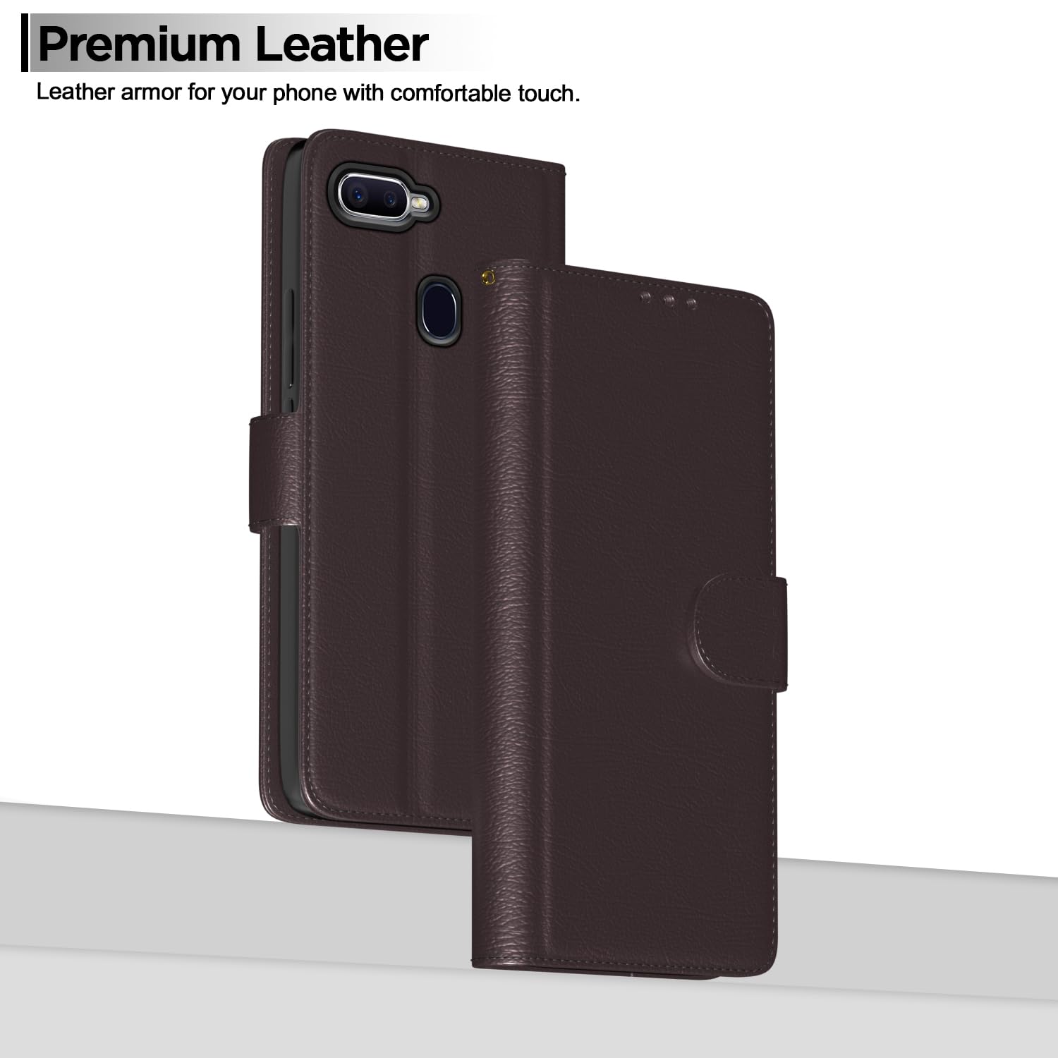 Oppo F9/F9 Pro/A5/A5s/A7/A11k/A12/Realme 2/2 Pro/Realme U1 flip case in coffee by Pikkme – photo 2