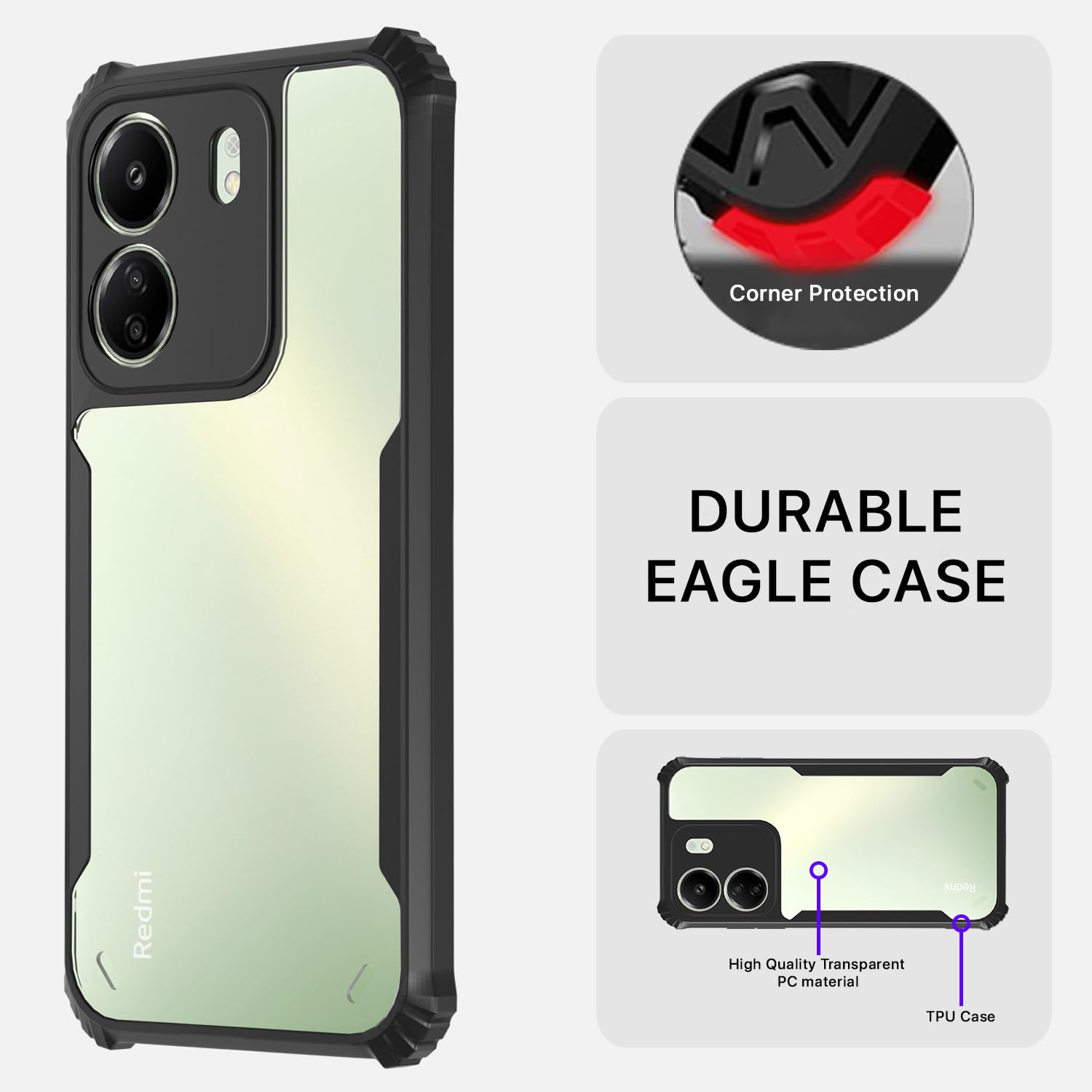 Black back cover for Redmi 13C 4G/Poco C65 – Pikkme – photo 5