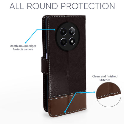 Pikkme Realme 12 5G Contrast Flip Cover (Coffee)