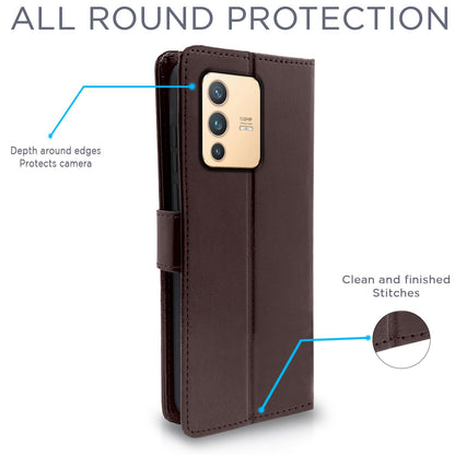 Vivo V23 Pro 5G Wallet mobile flip cover in coffee by Pikkme – photo 4