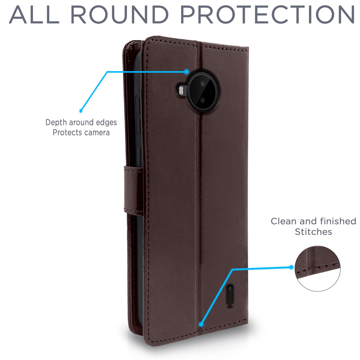 Pikkme Nokia C20 Plus Vintage Flip Cover (Coffee)