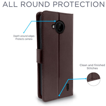 Pikkme Nokia C20 Plus Vintage Flip Cover (Coffee)