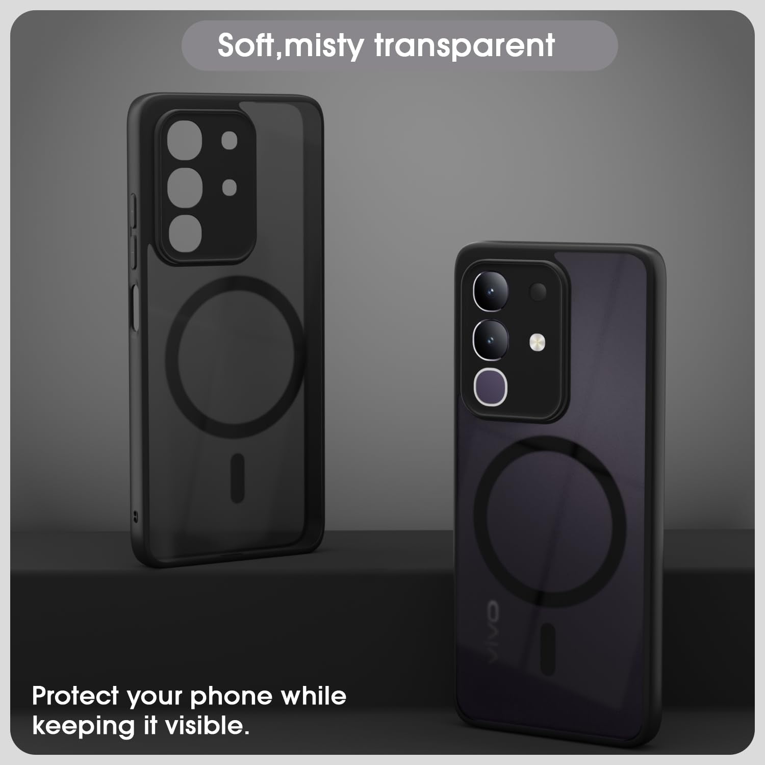 Vivo T4x/iQOO Z10x/Y31 Pro 5G MagSafe phone cover in black smoke mag-safe by Pikkme – photo 3