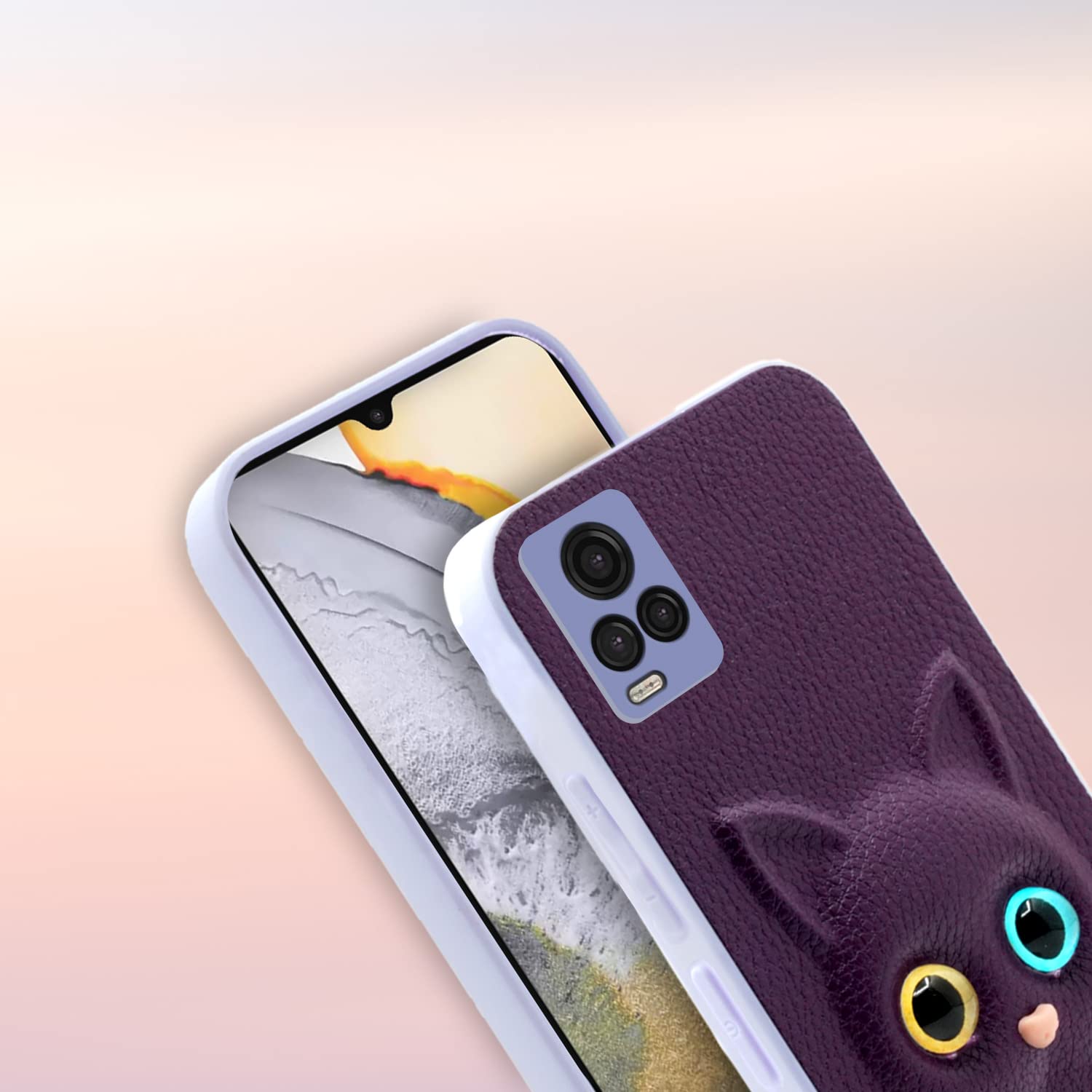 Pikkme Vivo V20 Kitty Back Cover (Purple)