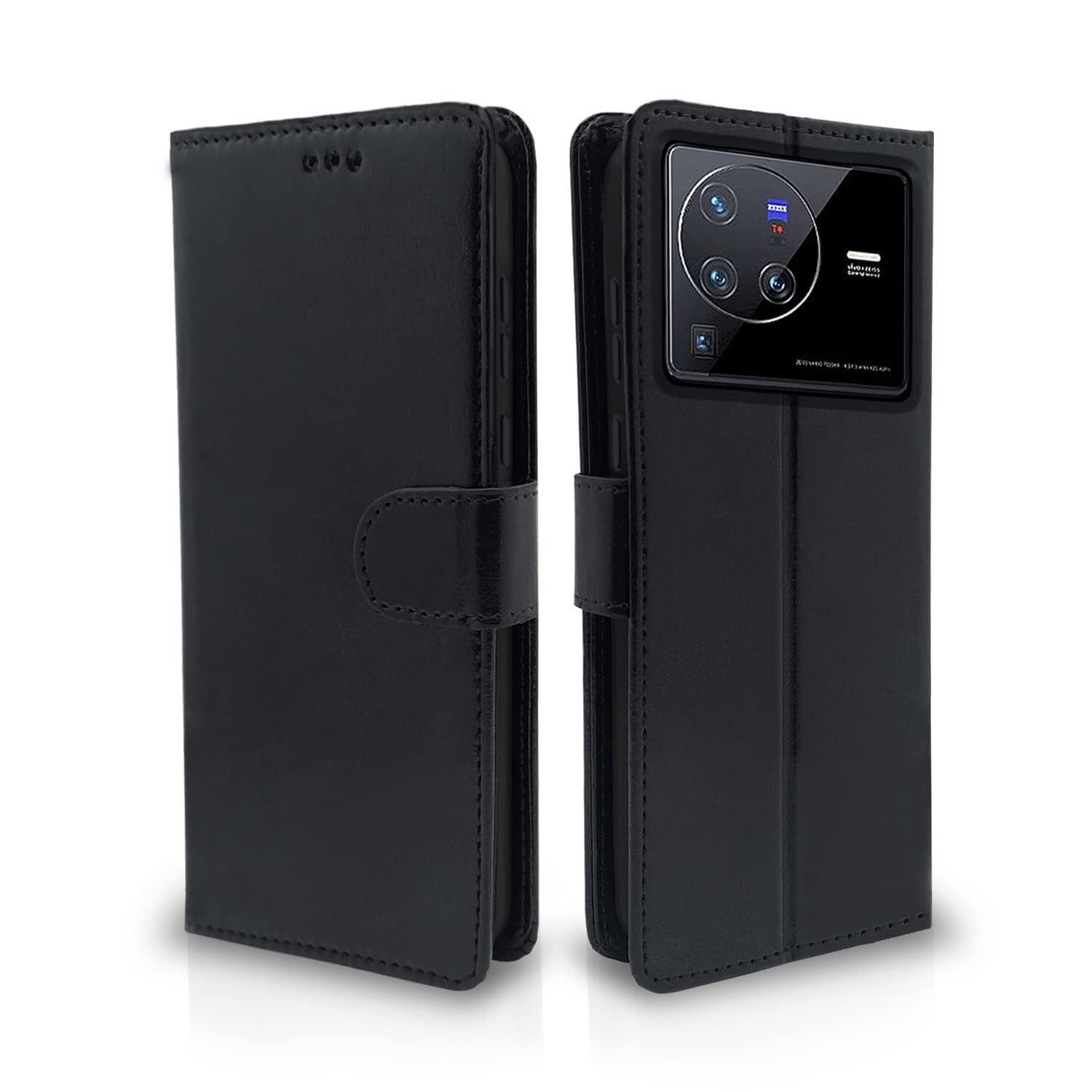 Black wallet flip cover for Vivo X80 Pro – Pikkme