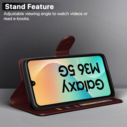 Samsung M36 5G wallet flip cover in brown by Pikkme – photo 3