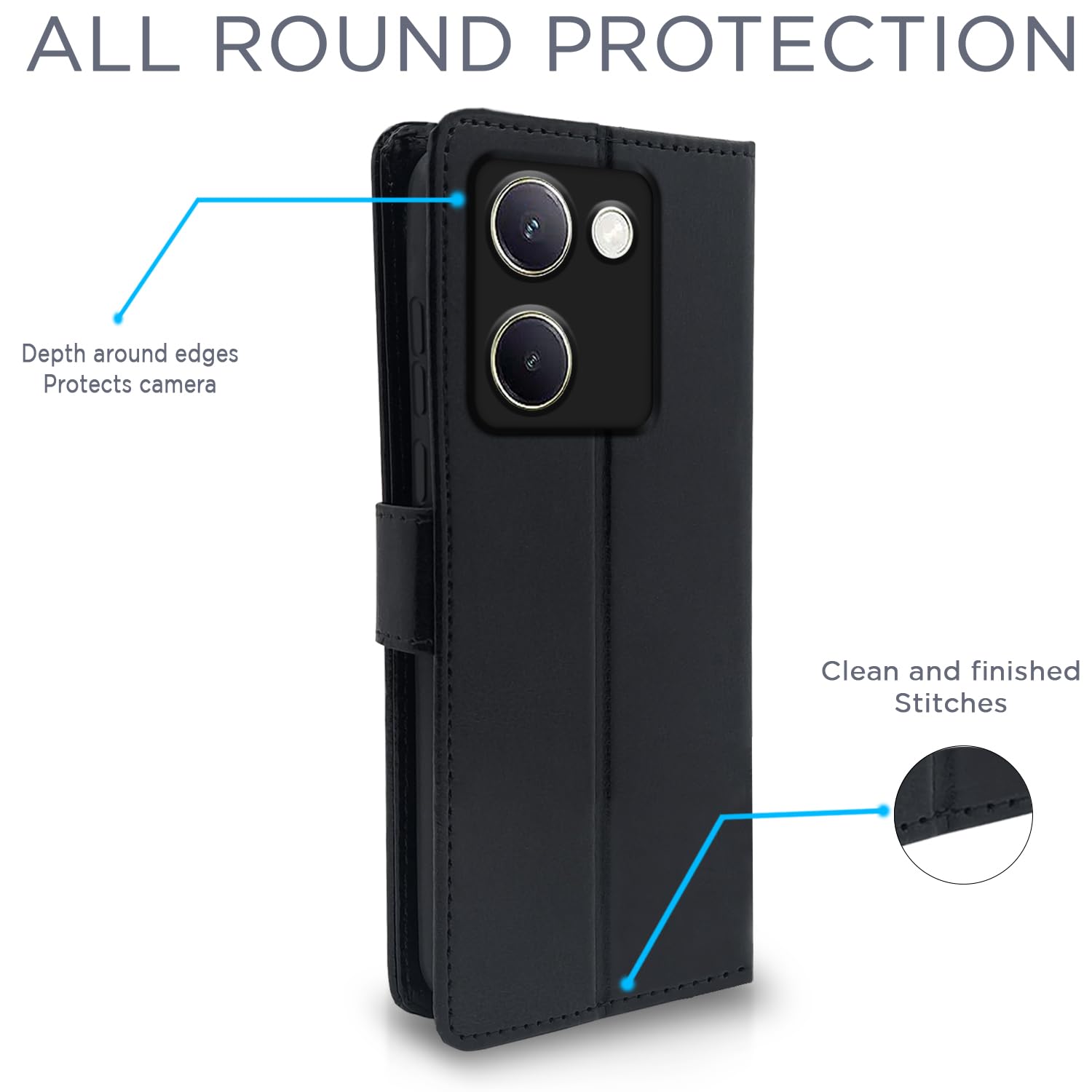Vivo Y200 Pro 5G Wallet flip case in black by Pikkme – photo 4