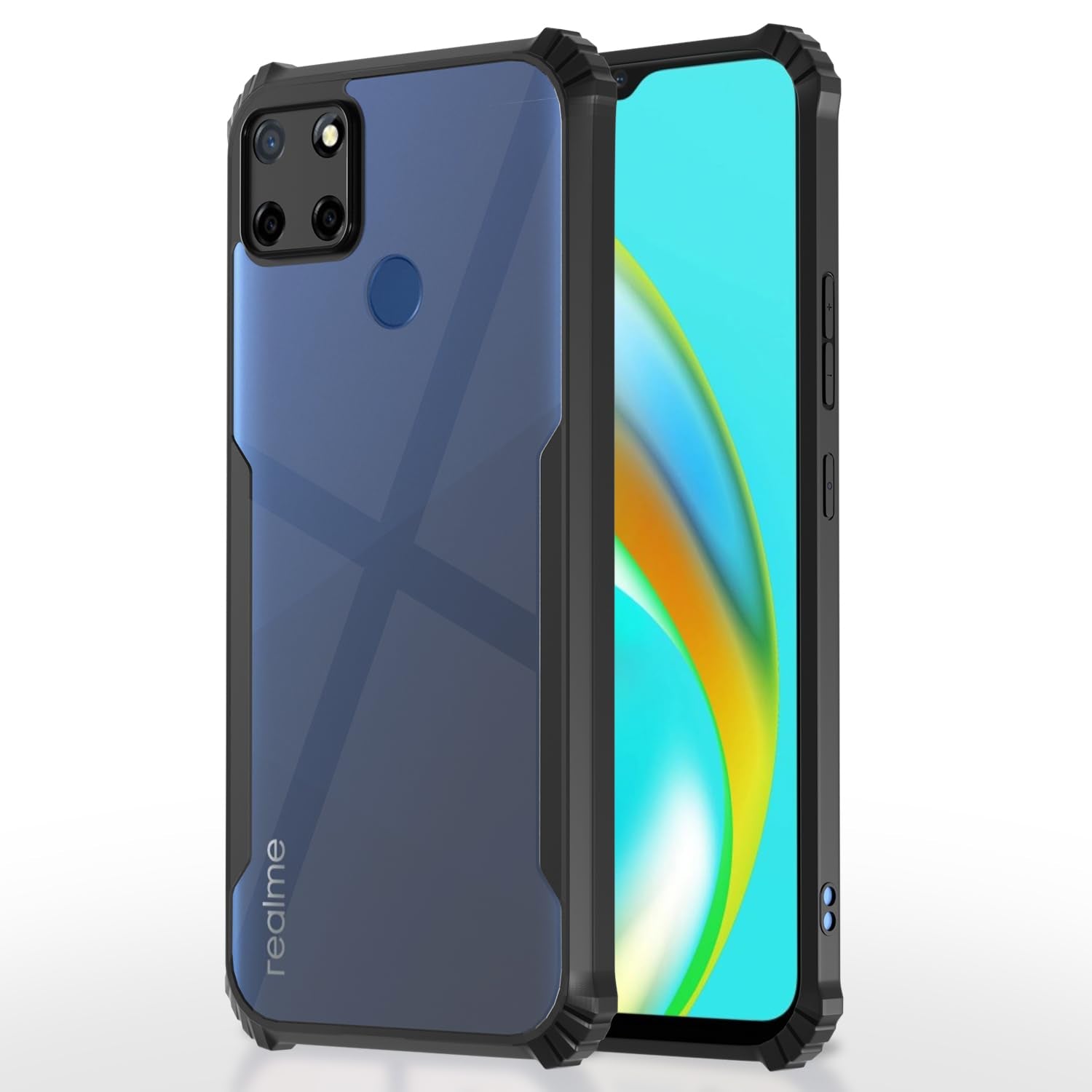 Pikkme black Hybrid mobile cover for Realme C25/C25s/C12/Narzo 30A/Narzo 20