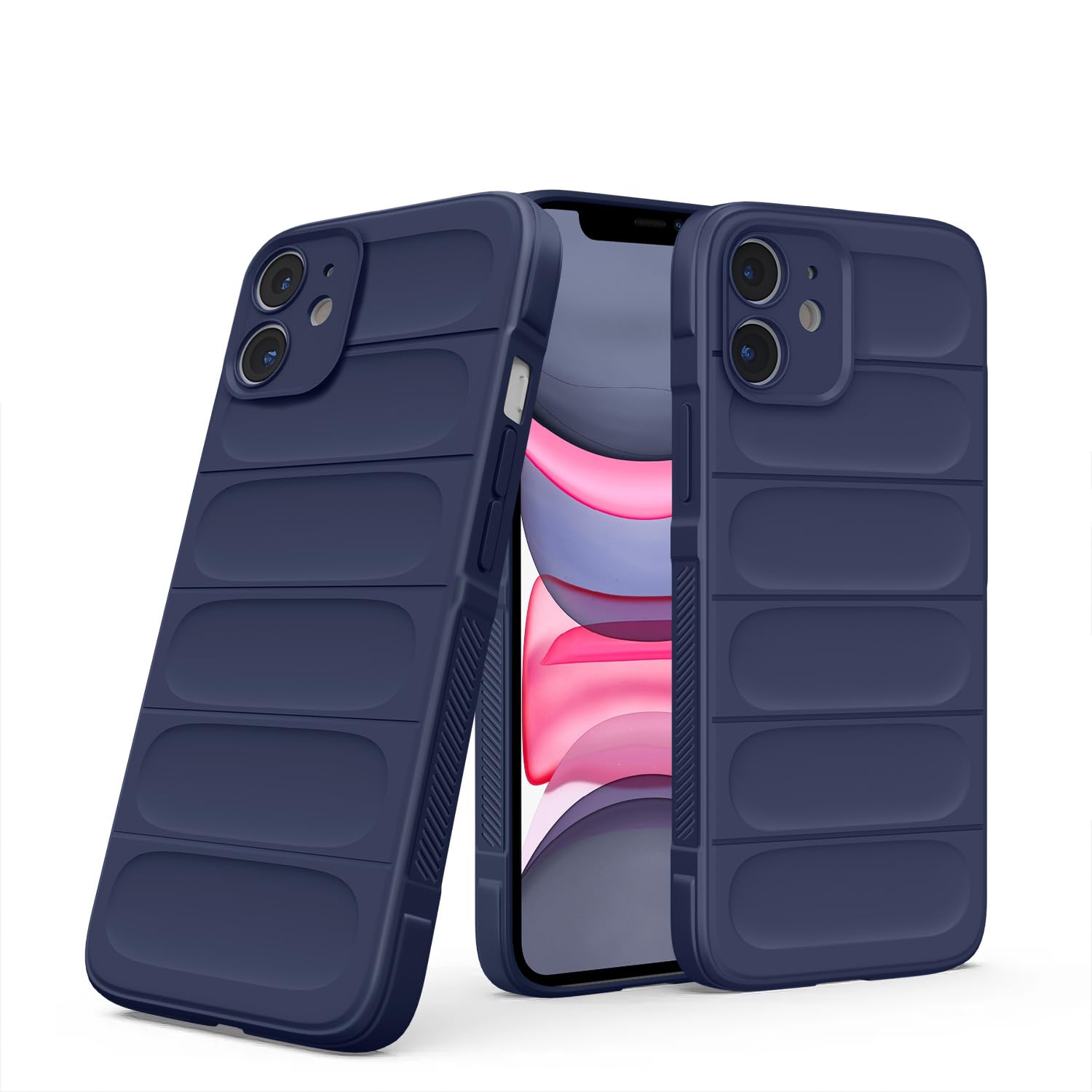 Pikkme iPhone 11 ZigZag Soft matte Liquid Silicone Back Cover (Blue)