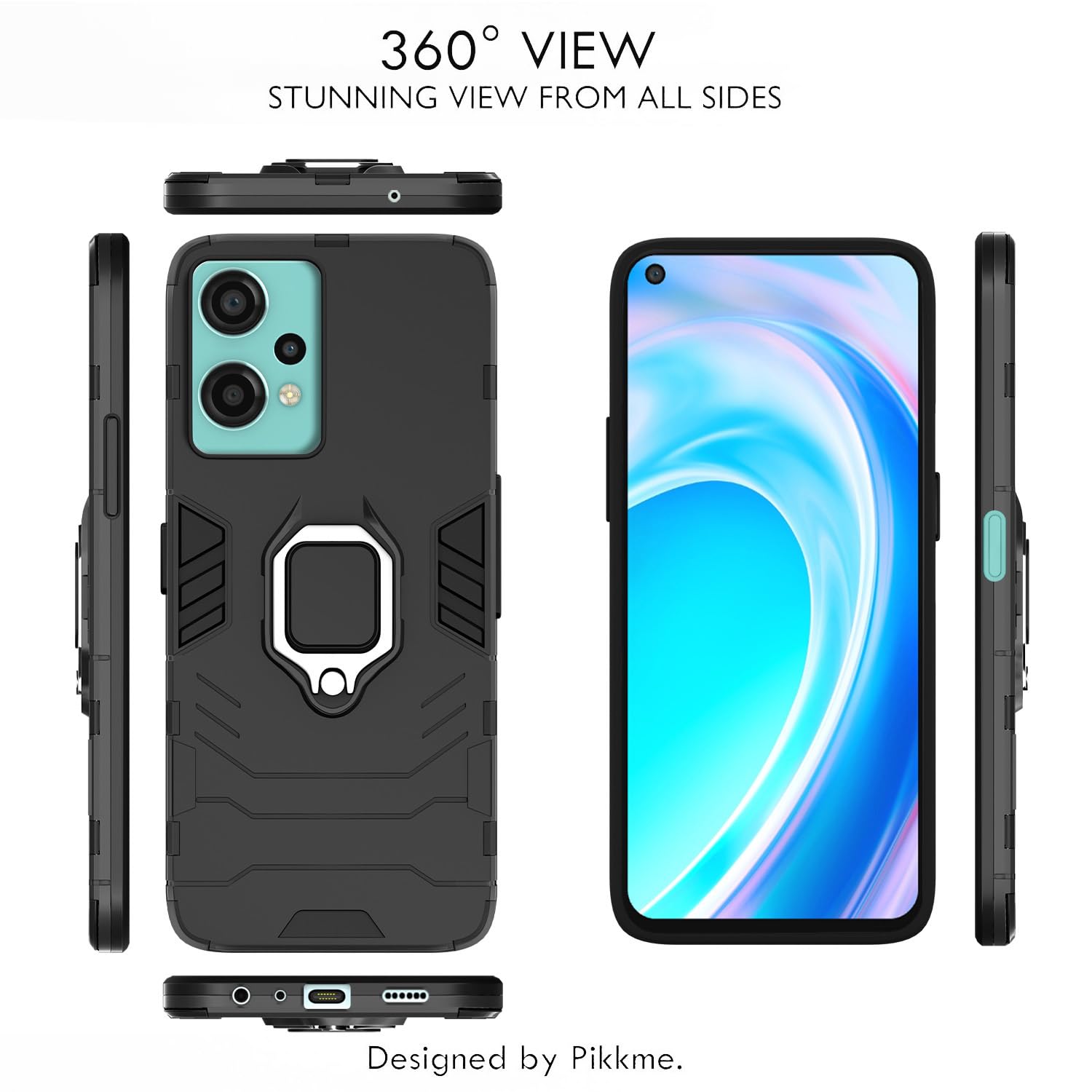 Pikkme OnePlus Nord Ce 2 Lite 5G D5 Tough Armor Back Cover | Black