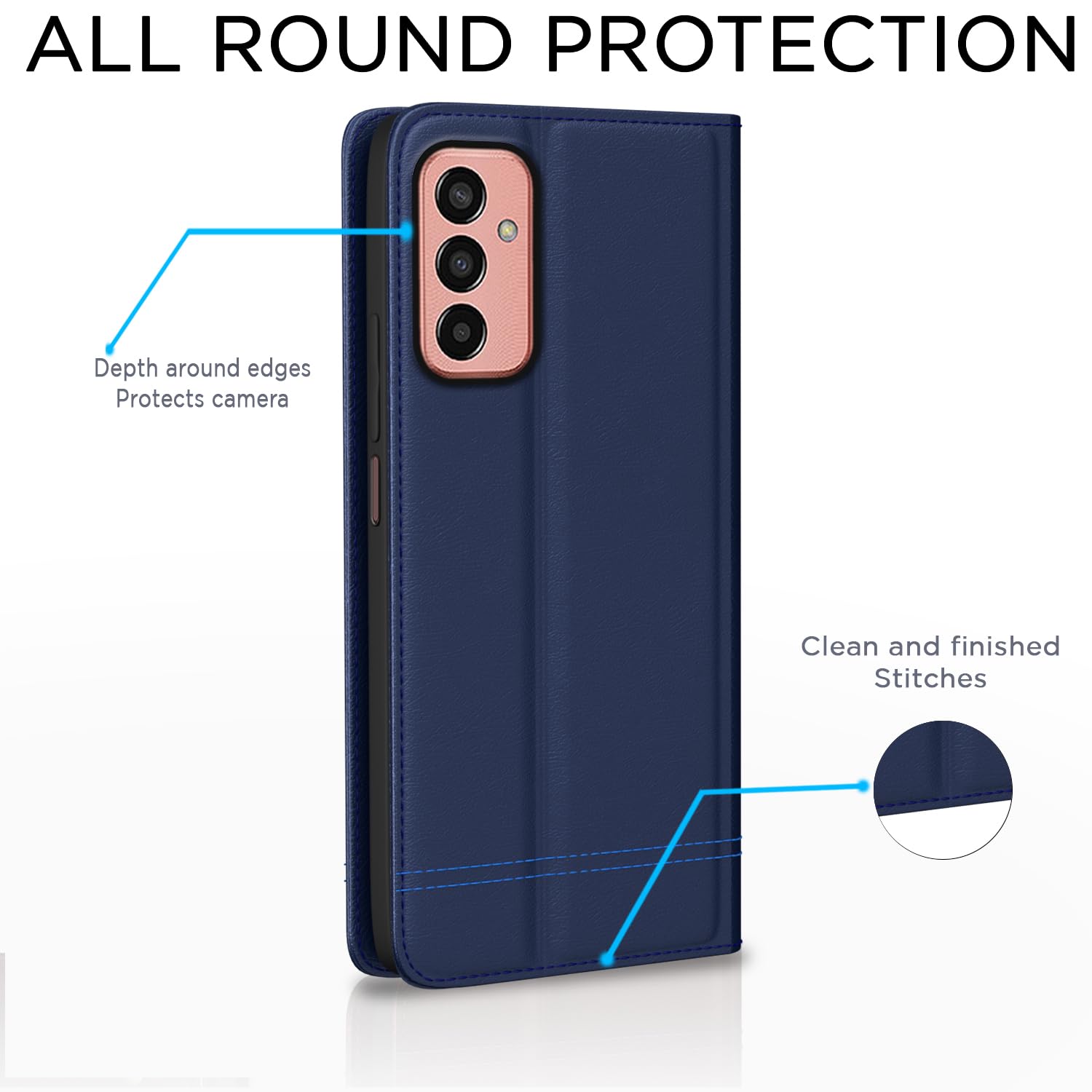 Samsung F13 Magnetic mobile flip cover in blue by Pikkme – photo 4