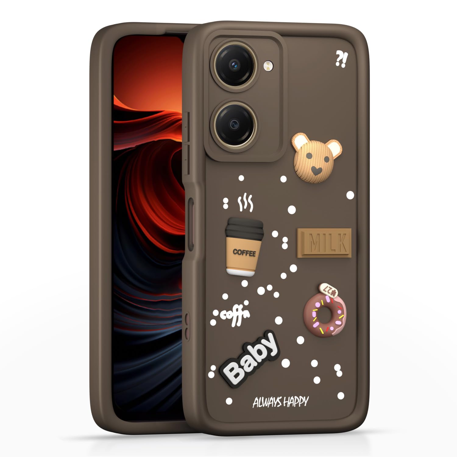  iQOO Z9 Lite 5G / Vivo T3 Lite 5G / Vivo Y18 / Y18e / Y03  Cute Fun Cartoon 3D Bear Silicone Full Body Protection  cartoon Brown 