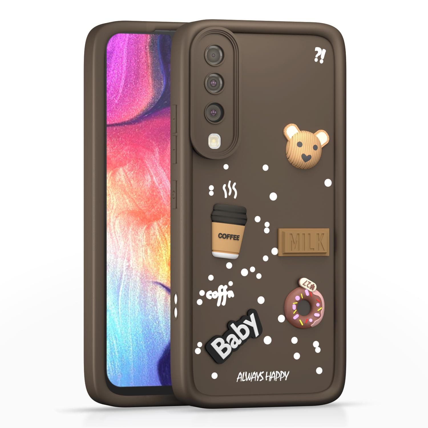 Pikkme Samsung Galaxy A50 / A50s / A30s Cute Fun Cartoon 3D Bear Coffee Back Cover (Brown)