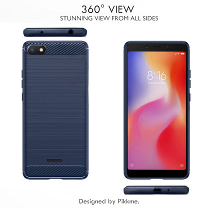 Pikkme Mi Redmi 6A Hybrid Carbon Fiber Back Cover | Blue