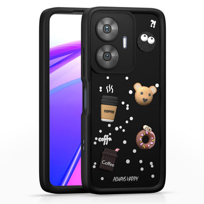 PikkmeRealme C55 Cute Fun Cartoon 3D Bear Silicone Back Cover - Black 