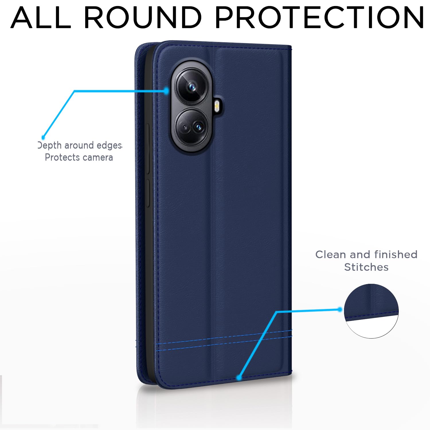 Pikkme blue mobile flip cover for Realme 10 Pro Plus 5G – photo 4