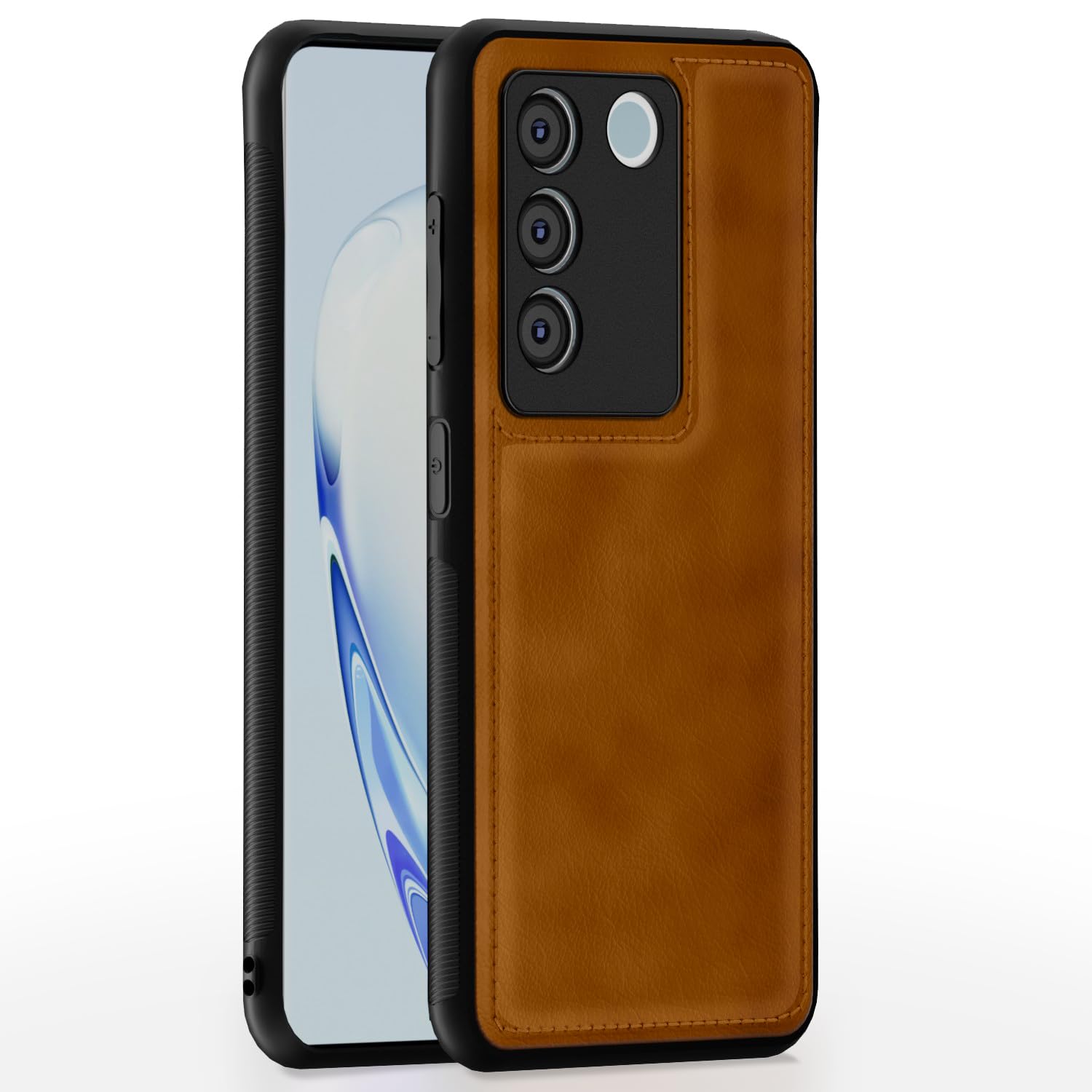 Pikkme Vivo V27/V27 Pro 5G Leather brown mobile back cover