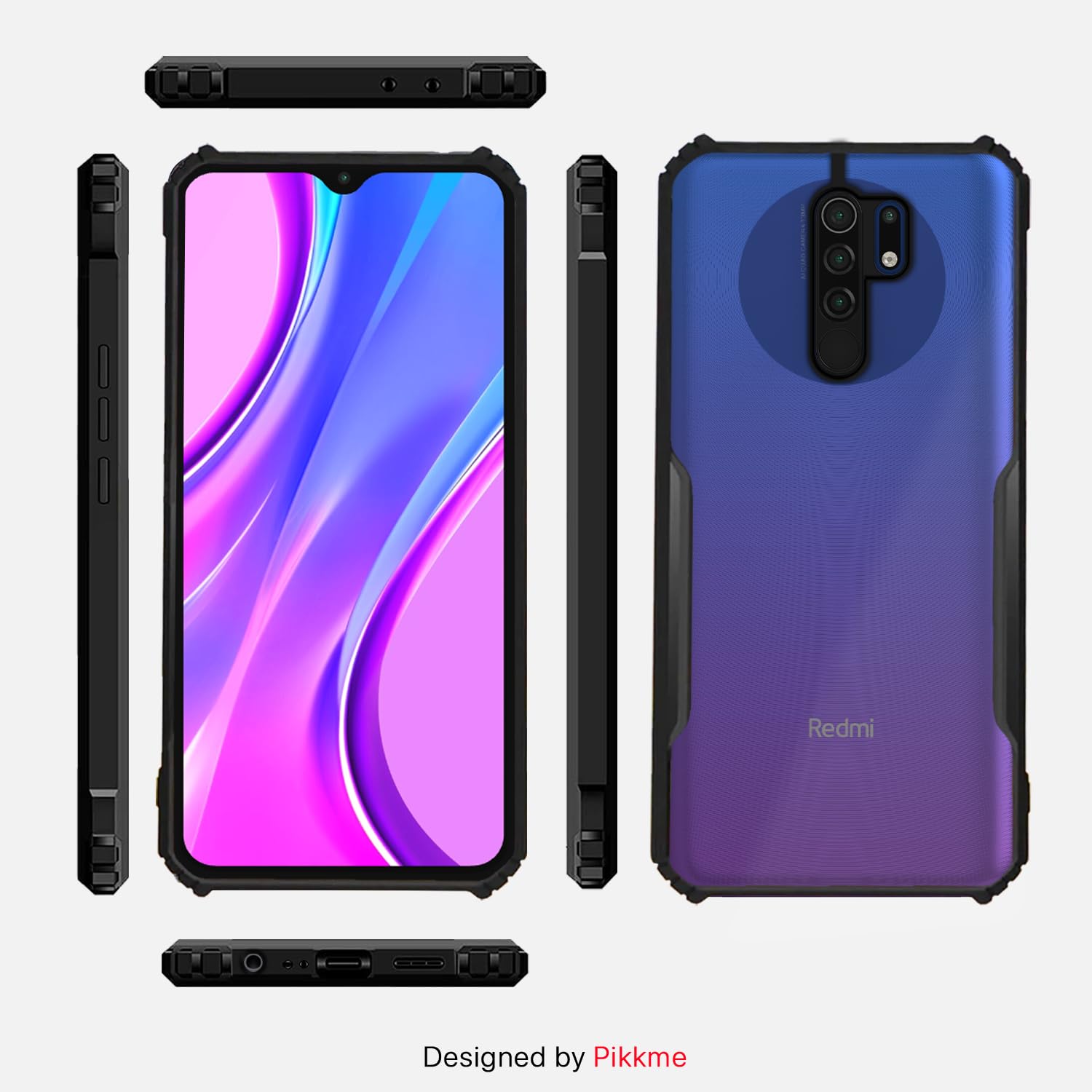 Redmi 9 Prime/Poco M2 Hybrid back cover in black by Pikkme – photo 3