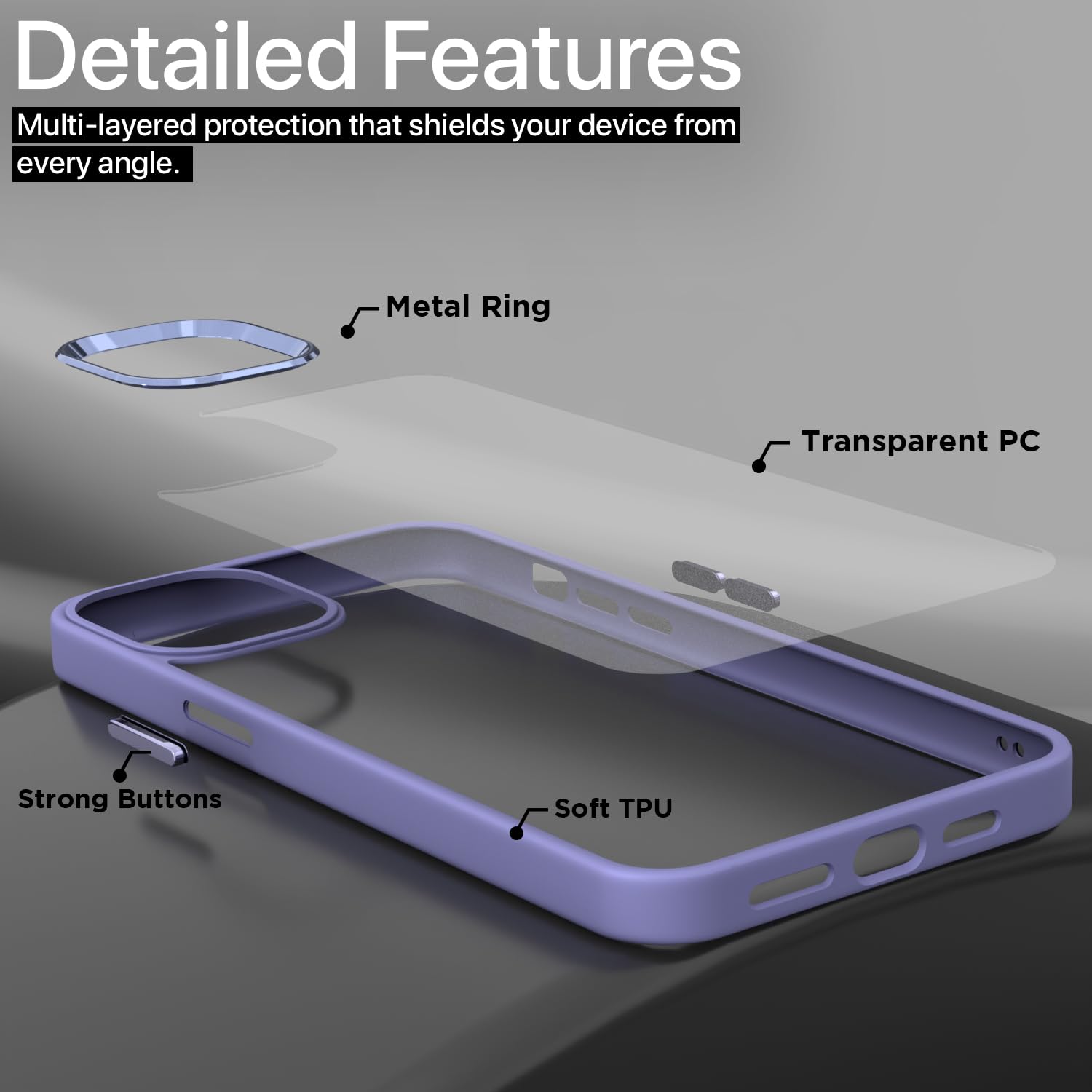 Pikkme iPhone 11 Electroplated Crome Metal Ring Back Cover (Purple)