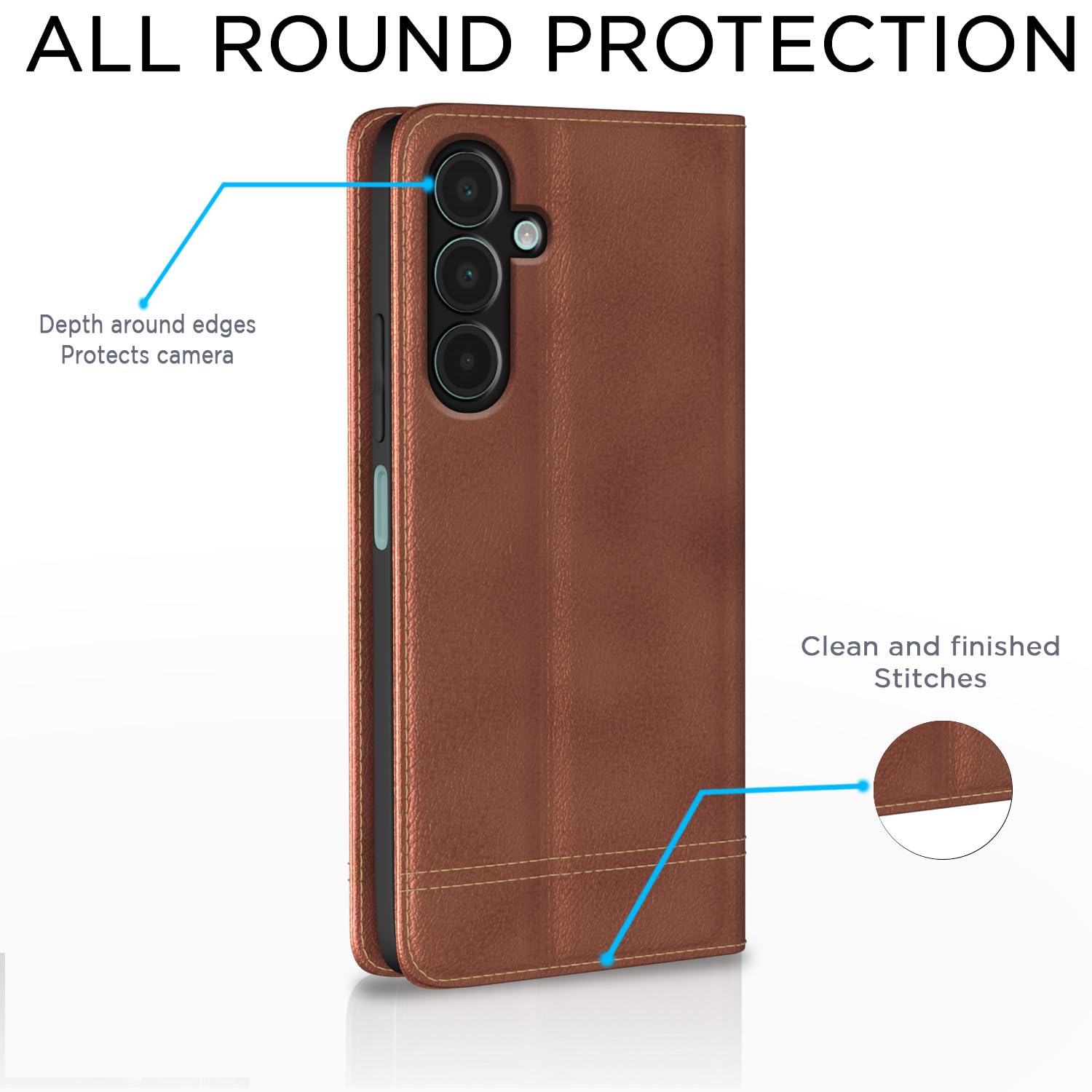 Pikkme Samsung Galaxy A16 5G Premium Magnet Flip Cover (Brown)