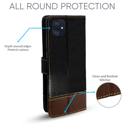 Black & brown Magnetic wallet flip cover for Samsung M04/F04/A04e – Pikkme – photo 4