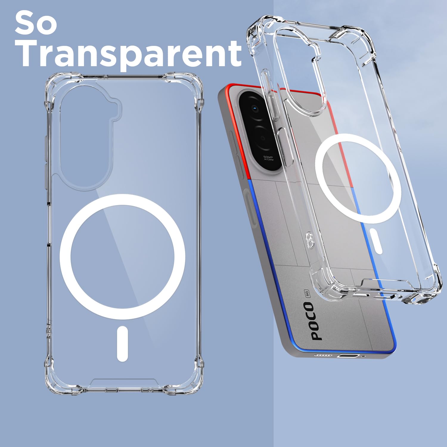 Pikkme Poco M7 Plus 5G transparent mag-safe mobile back cover – photo 2