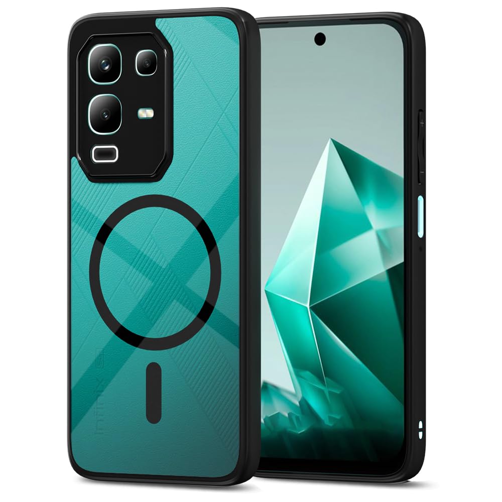 Pikkme Infinix Note 50x 5G Eagle 2 Mag-Safe Shockproof Hard Transparent Back Cover (Black)
