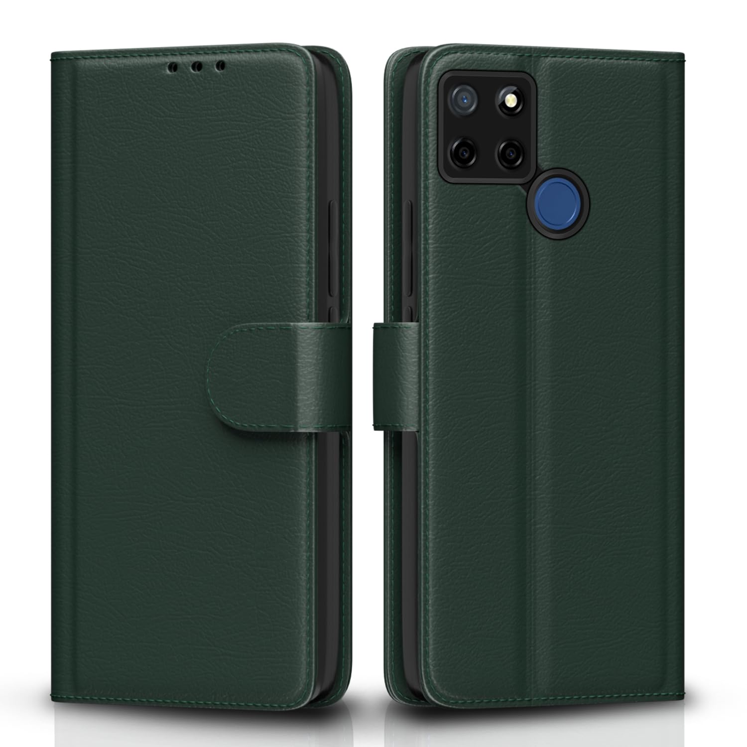 Realme C12/Narzo 20/Narzo 30A/C25 Wallet mobile flip cover in green by Pikkme