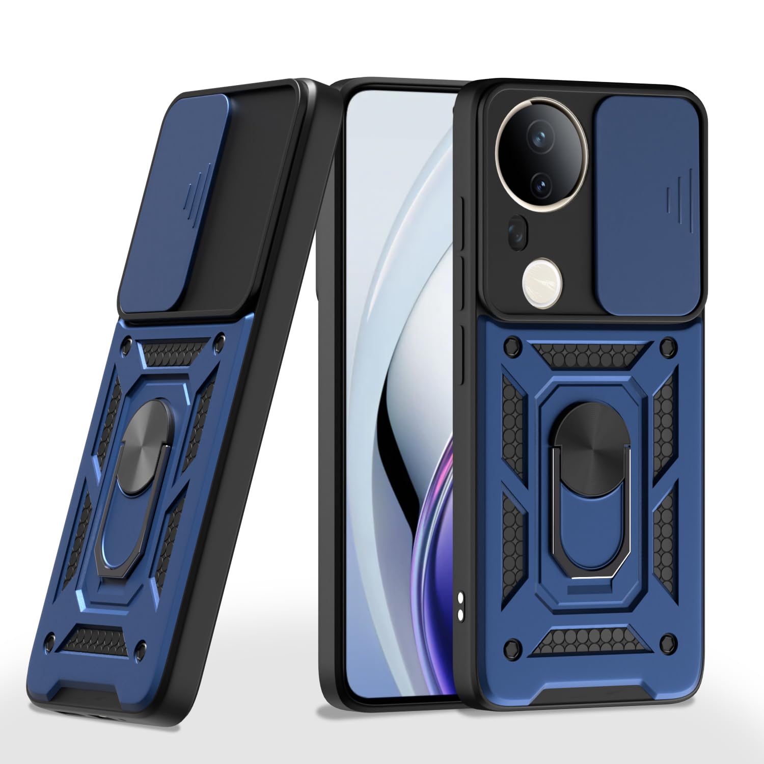 Pikkme Vivo T4 Ultra 5G D10 Tough Armor Back Cover (Blue)