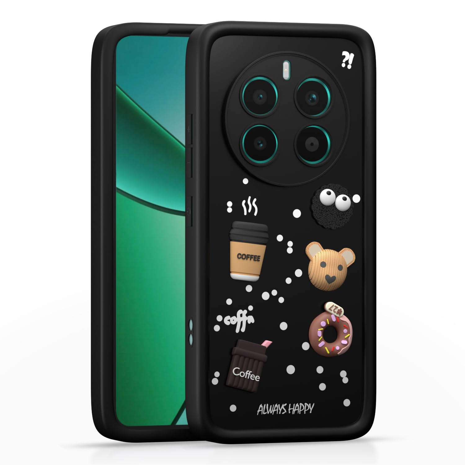 Pikkme Realme 12 Plus 5G / P1 5G / Narzo 70 5G / 70 Pro 5G Fun Cartoon 3D Bear Coffee Back Cover (Black)