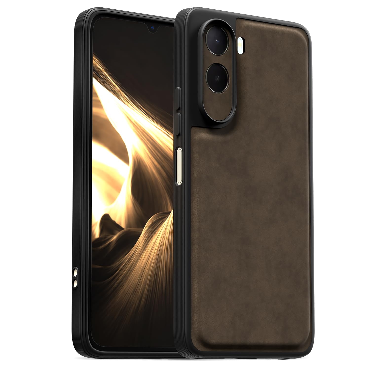 Redmi A7 Pro/Poco C85x 5G Leather phone cover in coffee by Pikkme