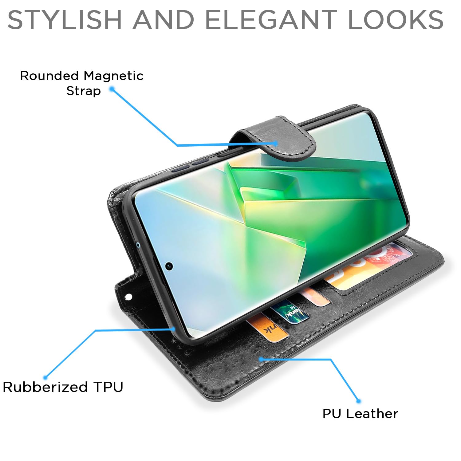 Vivo T2 Pro 5G wallet flip cover in black by Pikkme – photo 3