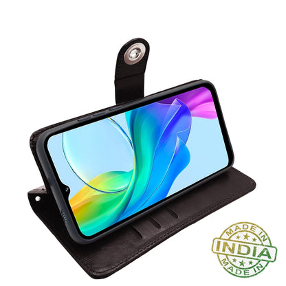 Pikkme Vivo Y03 4G Button Flip Cover (Coffee)