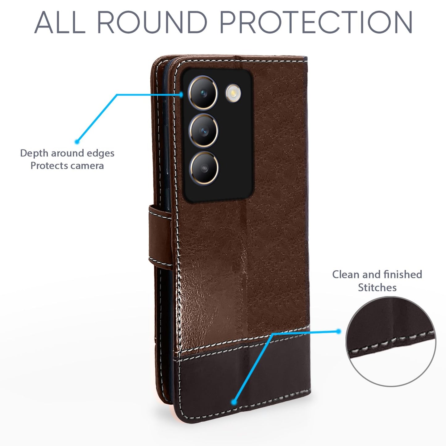 Pikkme Vivo Y200e 5G Contrast Flip Cover (Brown)