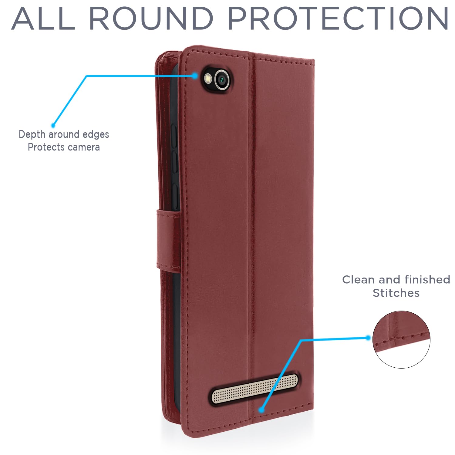 Pikkme Redmi 5A Vintage Flip Cover (Brown)