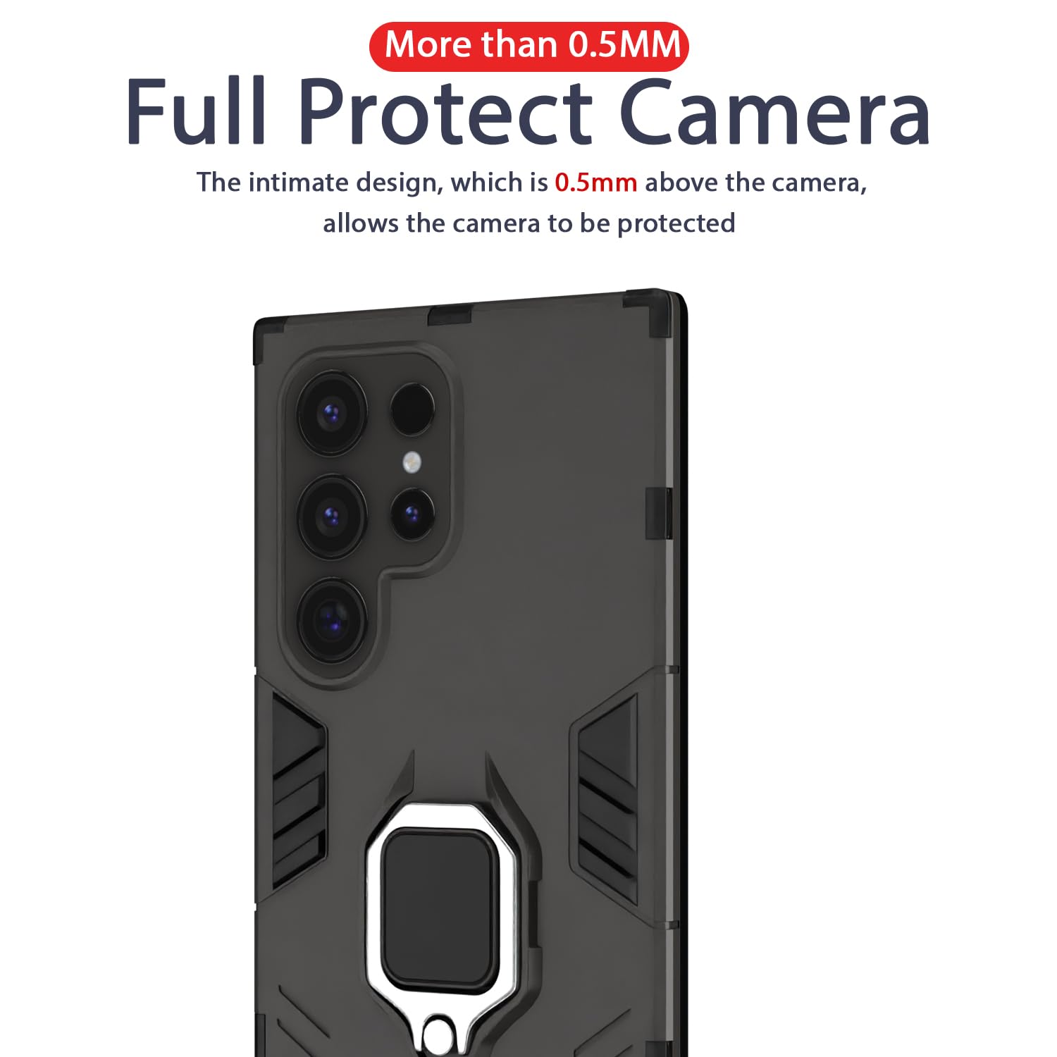 Pikkme Samsung Galaxy S25 Ultra 5G D5 Tough Armor Back Cover (Black)