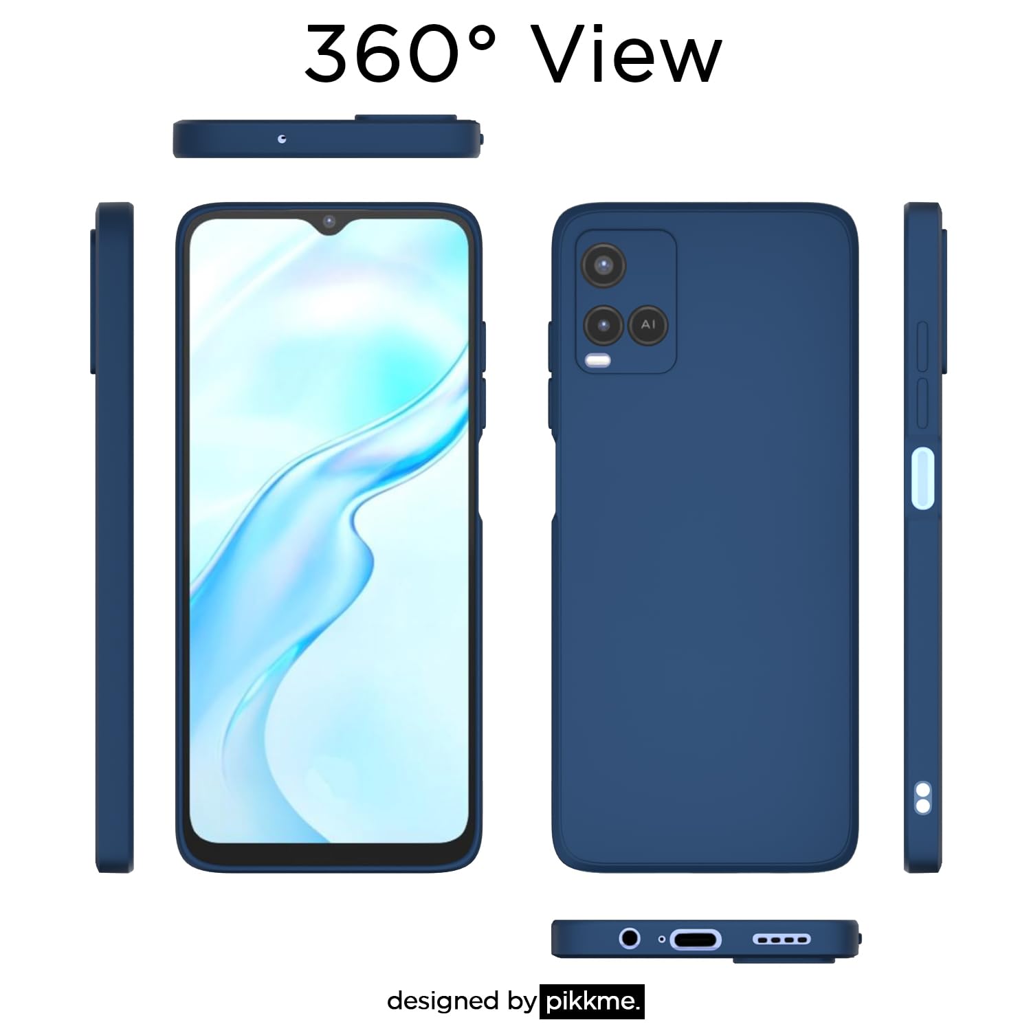 Pikkme Vivo Y21 2021  Liquid Silicone Back Cover (Blue)