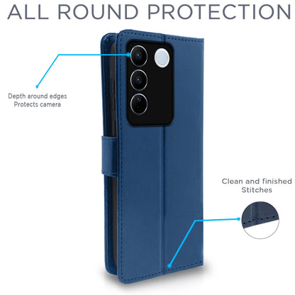 Pikkme Vivo V27 / V27 Pro 5G Vintage Flip Cover | Blue