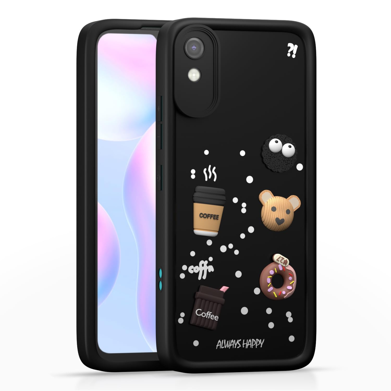 Pikkme Redmi 9A / 9i / 9A Sport Cute Fun Cartoon 3D Bear Silicone Back Cover - Black 