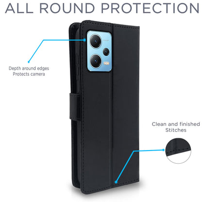 Black wallet flip cover for Redmi Note 12 Pro 5G – Pikkme – photo 4