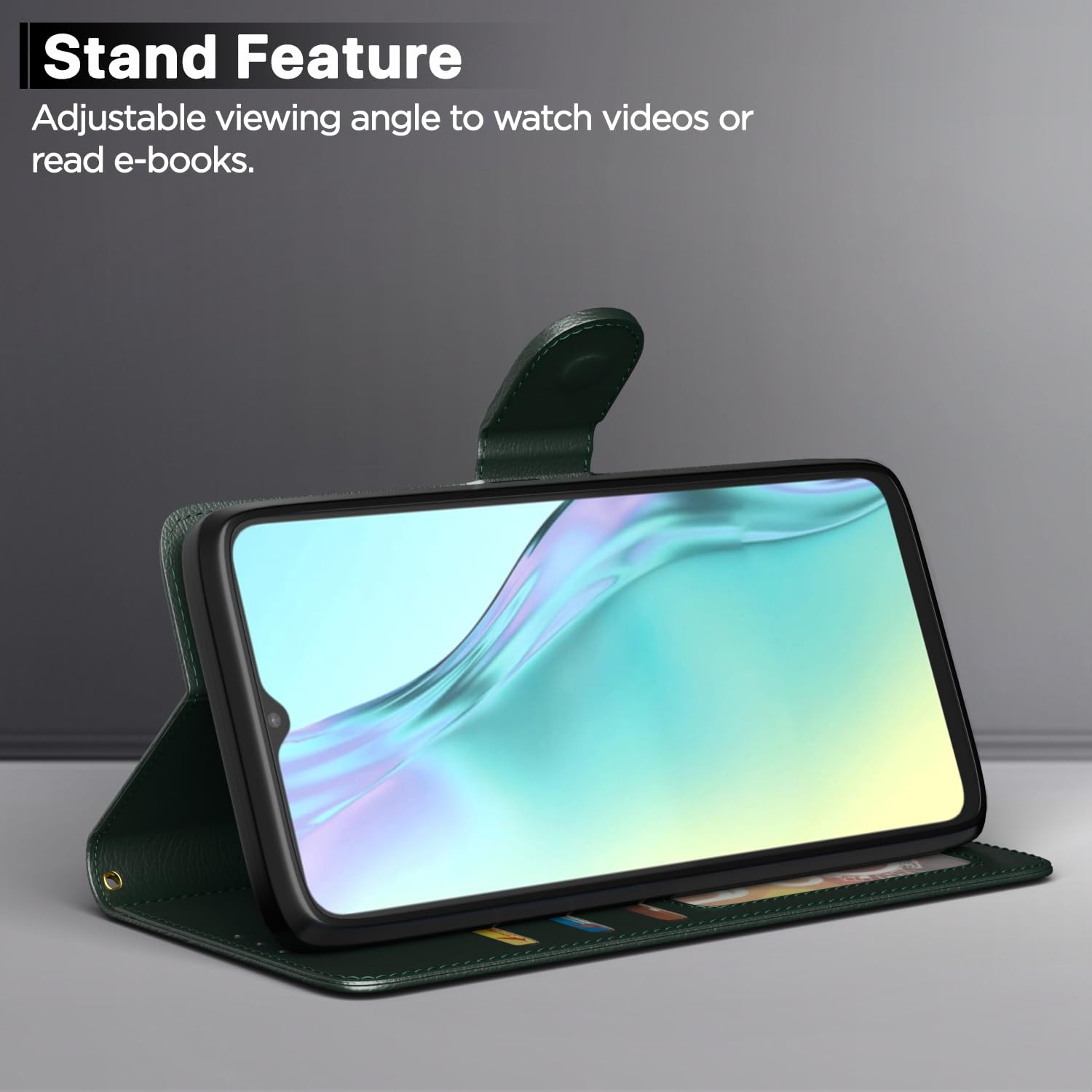 Oppo A31 wallet flip cover in green by Pikkme – photo 3