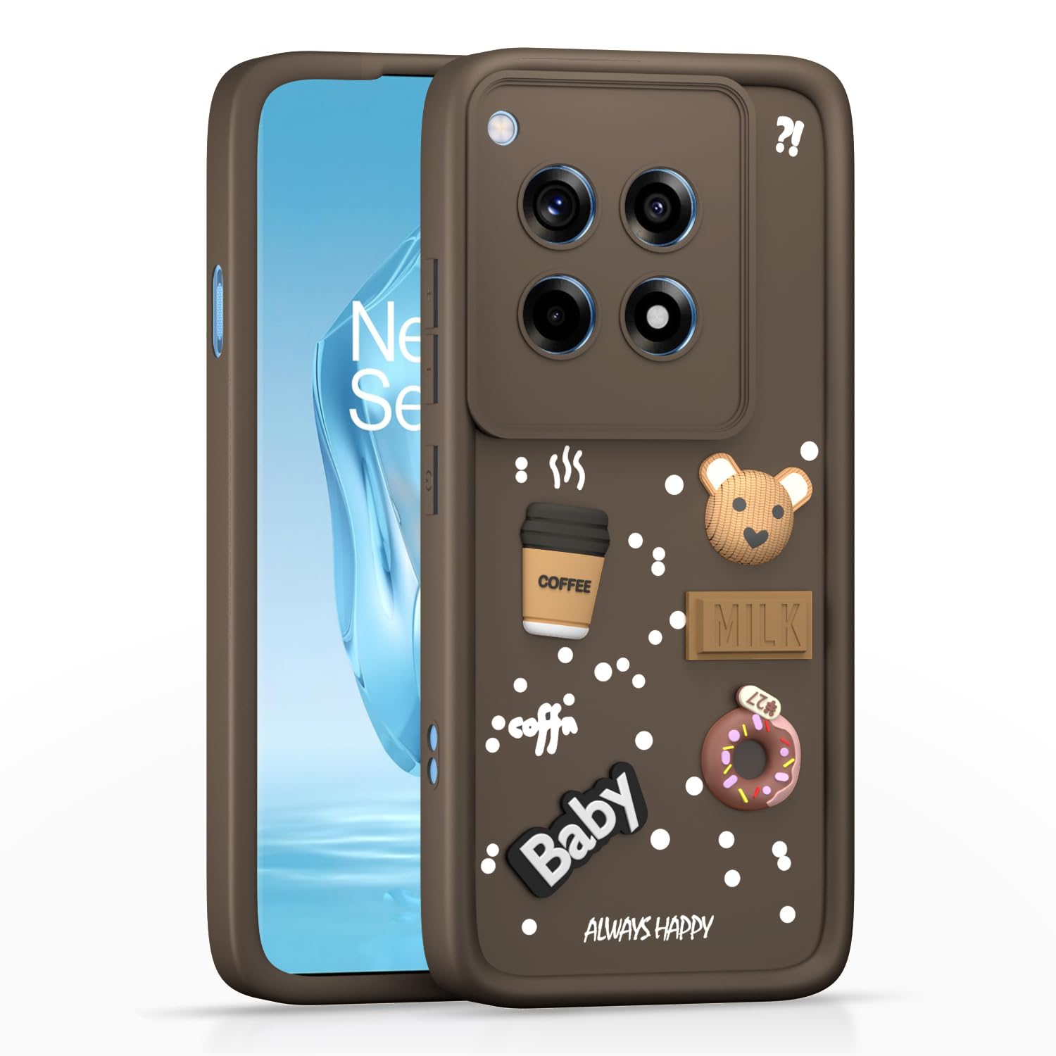 Pikkme brown mobile back cover for OnePlus 12R 5G