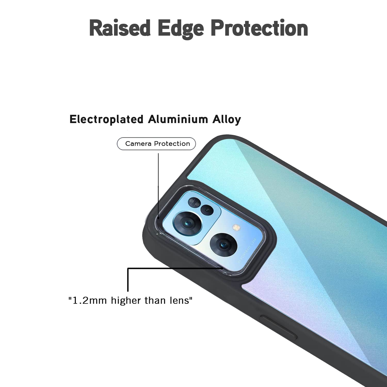 Pikkme Oppo Reno 7 Pro 5G Oppo Reno 7 Pro 5G Chrome Metal Ring Back Cover (Black)