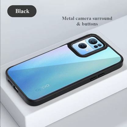 Pikkme Oppo Reno 7 Pro 5G Oppo Reno 7 Pro 5G Chrome Metal Ring Back Cover (Black)